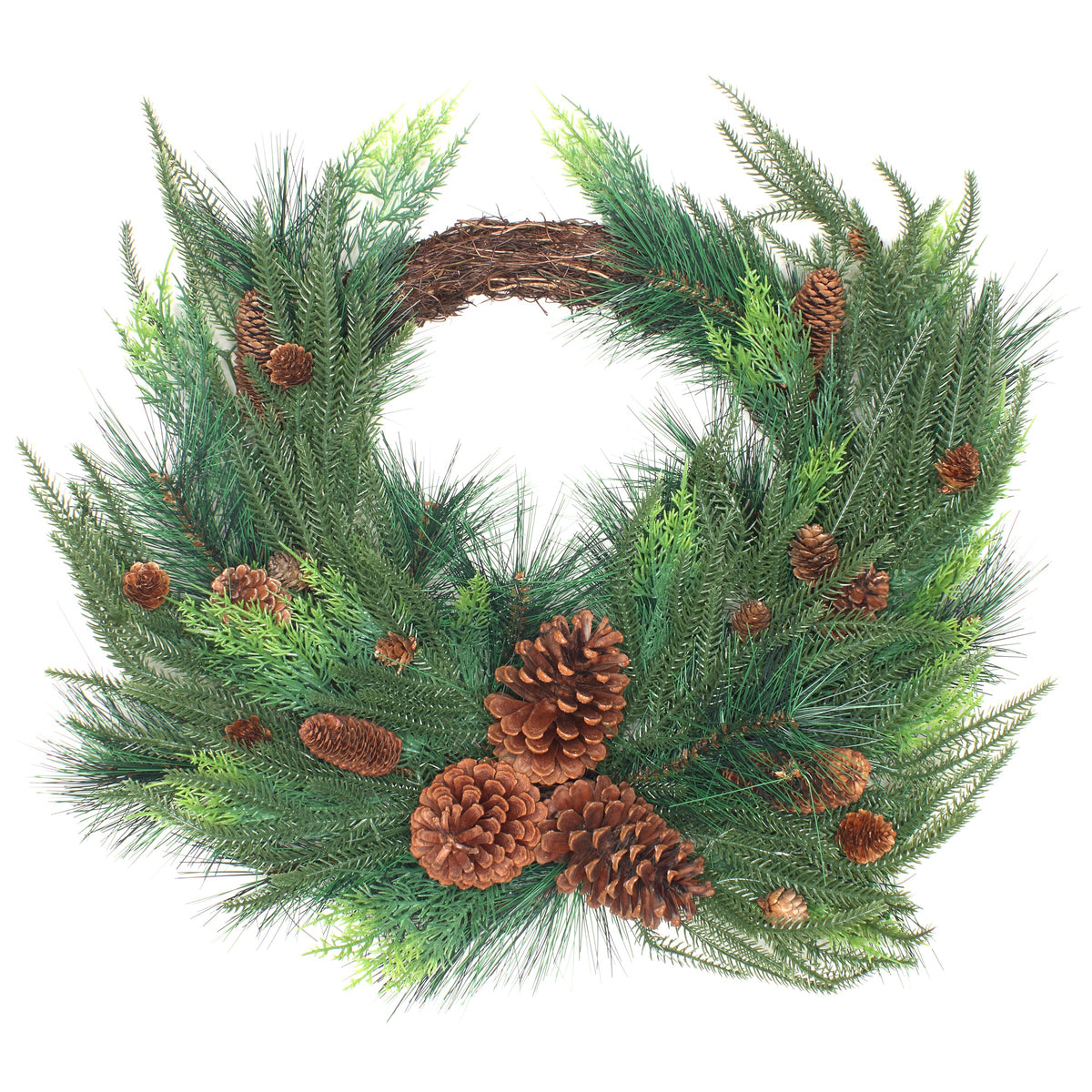 26 in. Mixed Bristle Pine Decorated Wreath - wreath